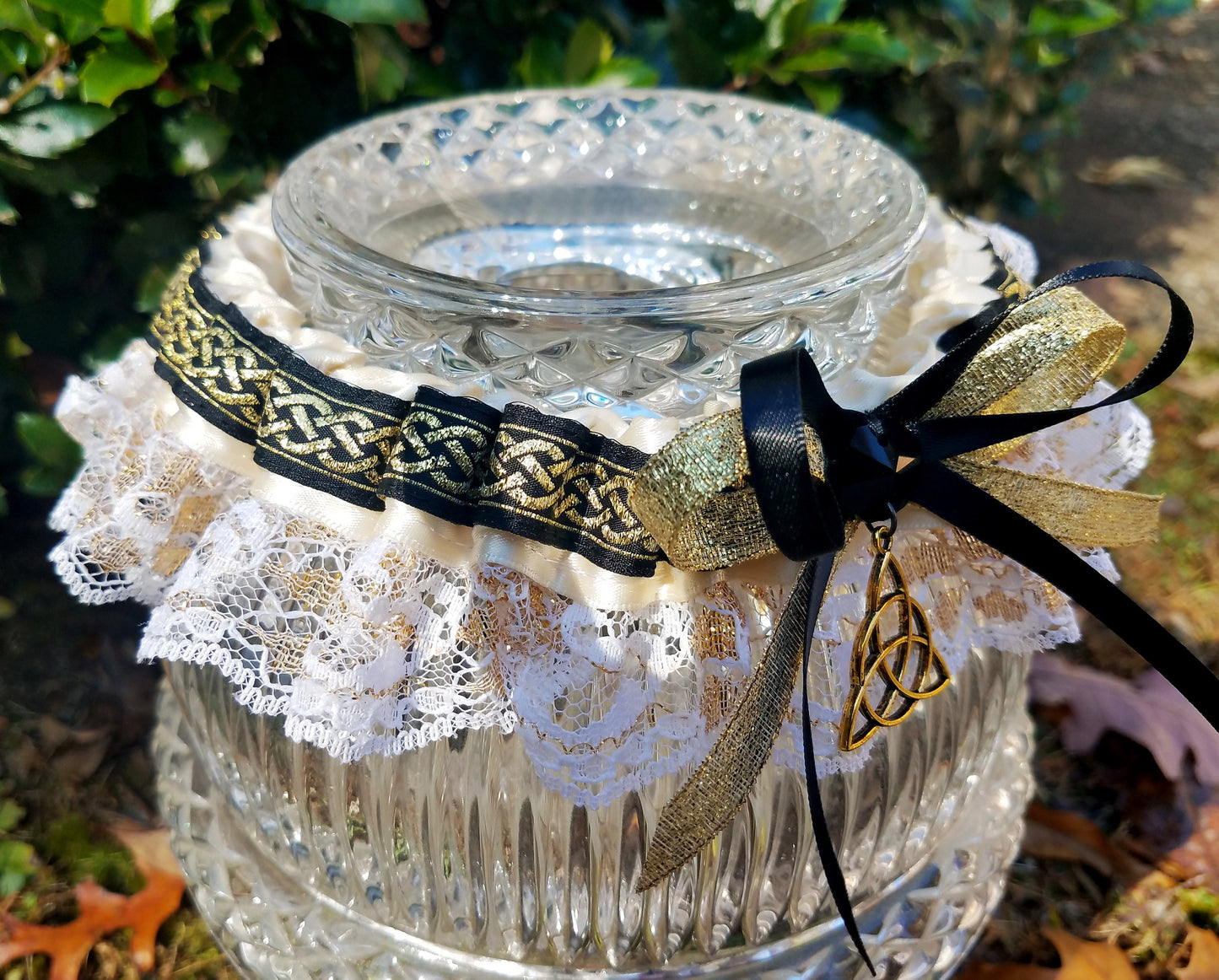 Gold & Ivory Wedding Triquetra Garter