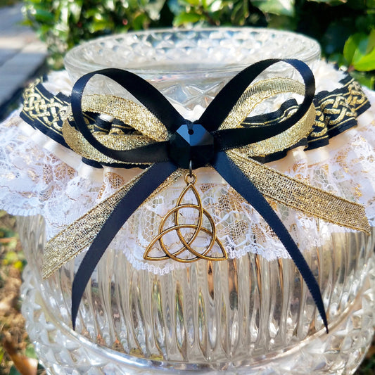 Gold & Ivory Wedding Triquetra Garter