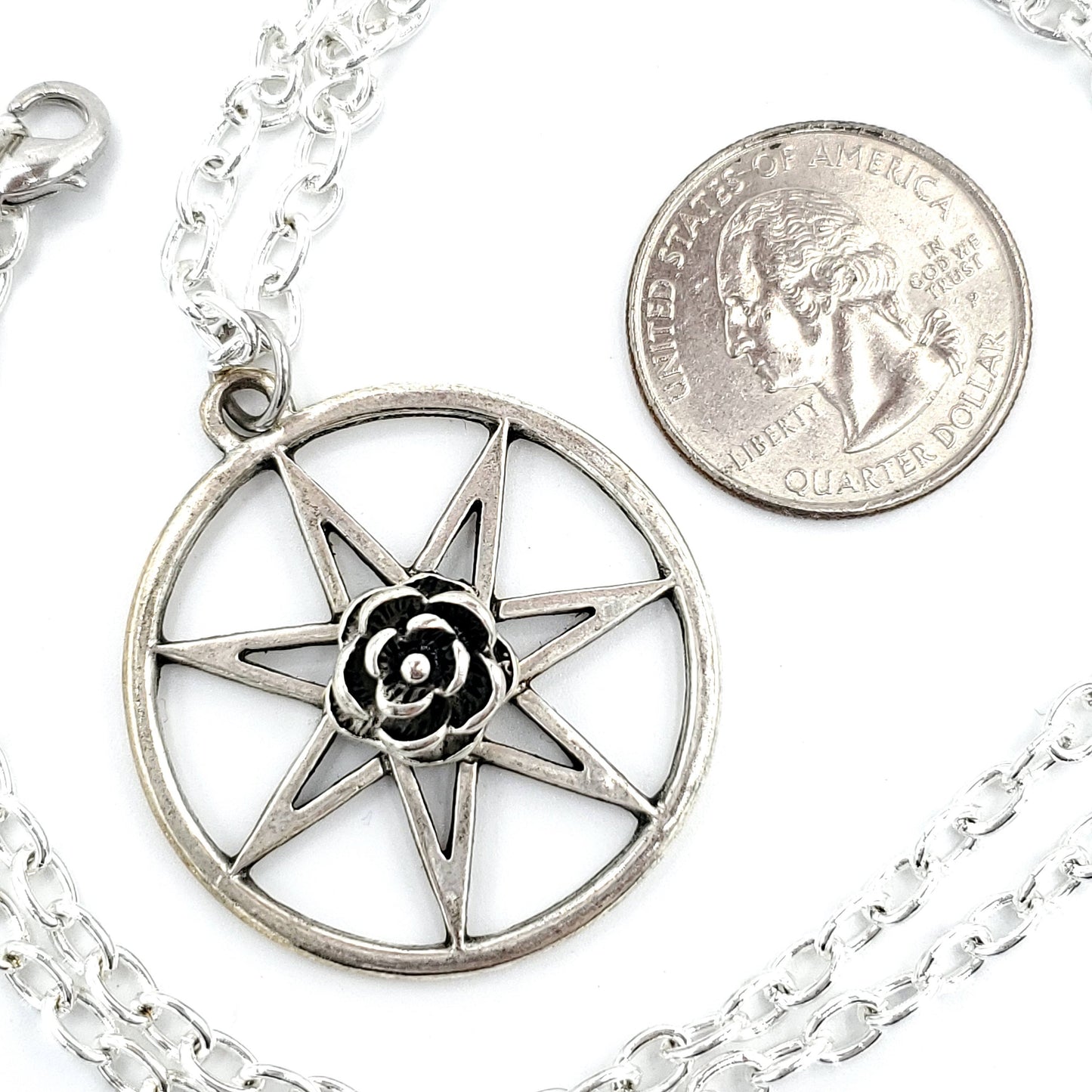 Seven-Pointed Fairy Star Necklace with Rose
