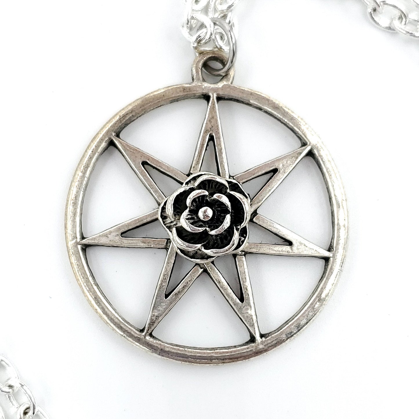 Seven-Pointed Fairy Star Necklace with Rose