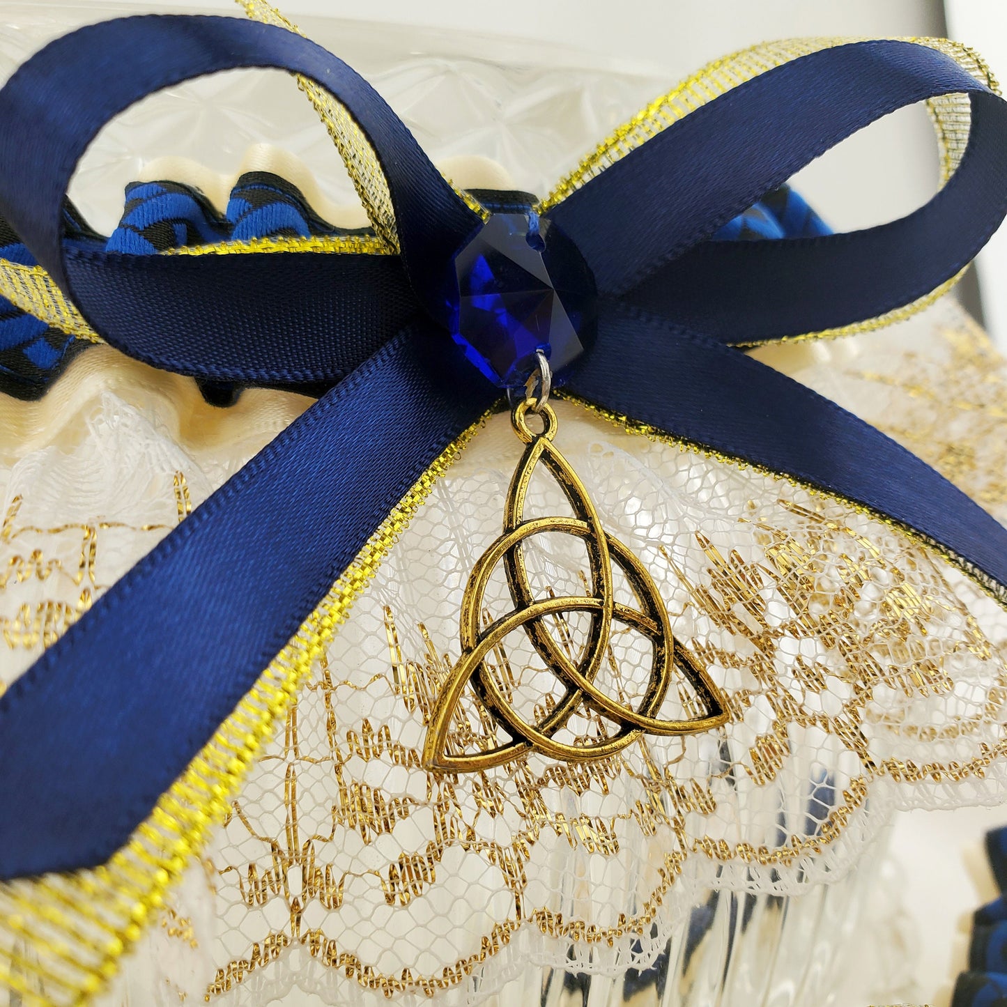 Blue & Gold Royal Triquetra Wedding Garter