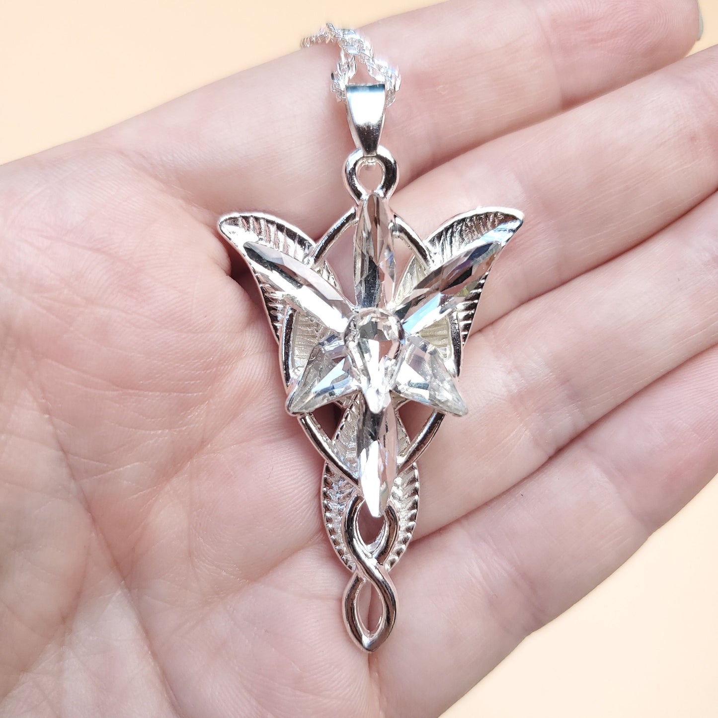 Magic Elven Ring Necklace on Chain with Elven Inscription