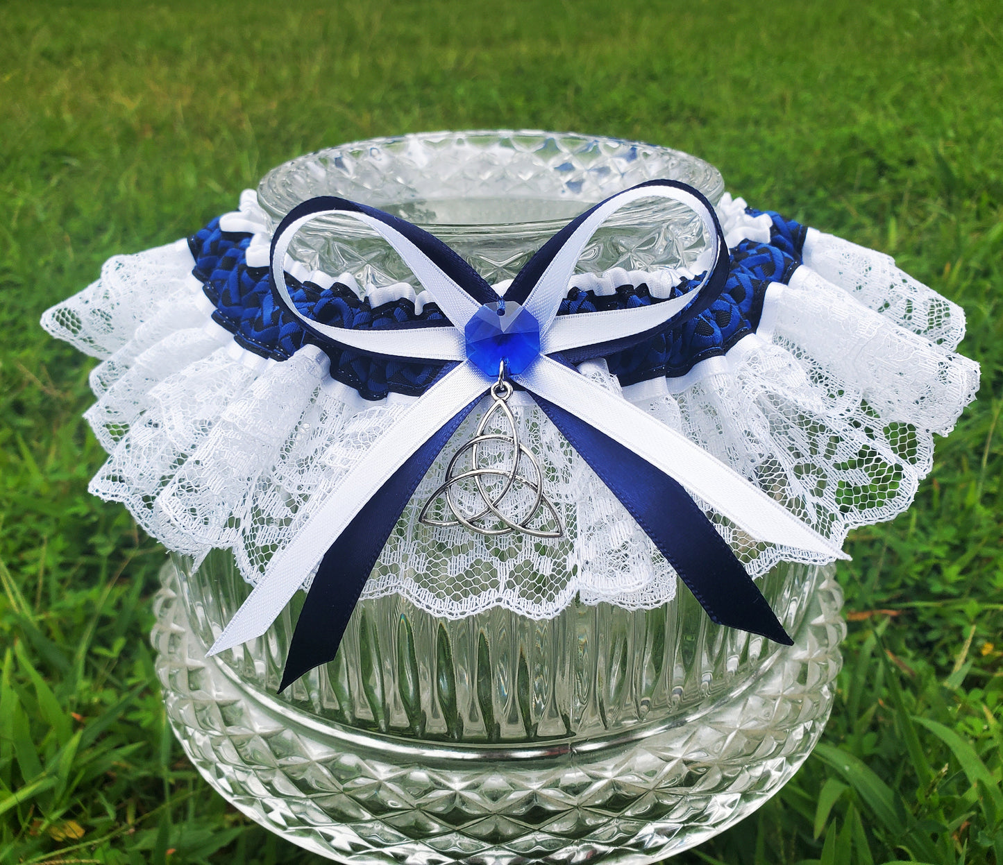 Blue Triquetra Wedding Garter