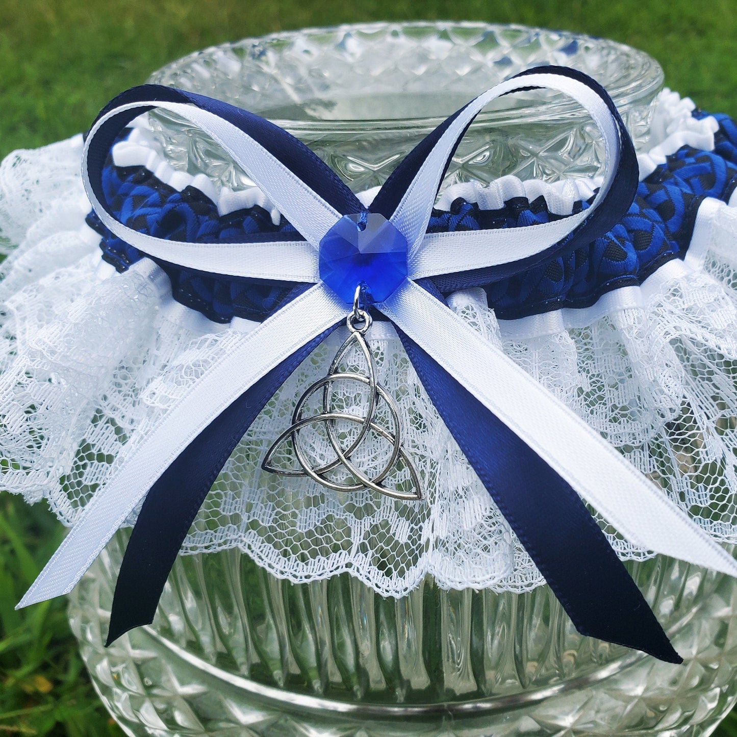 Blue Triquetra Wedding Garter