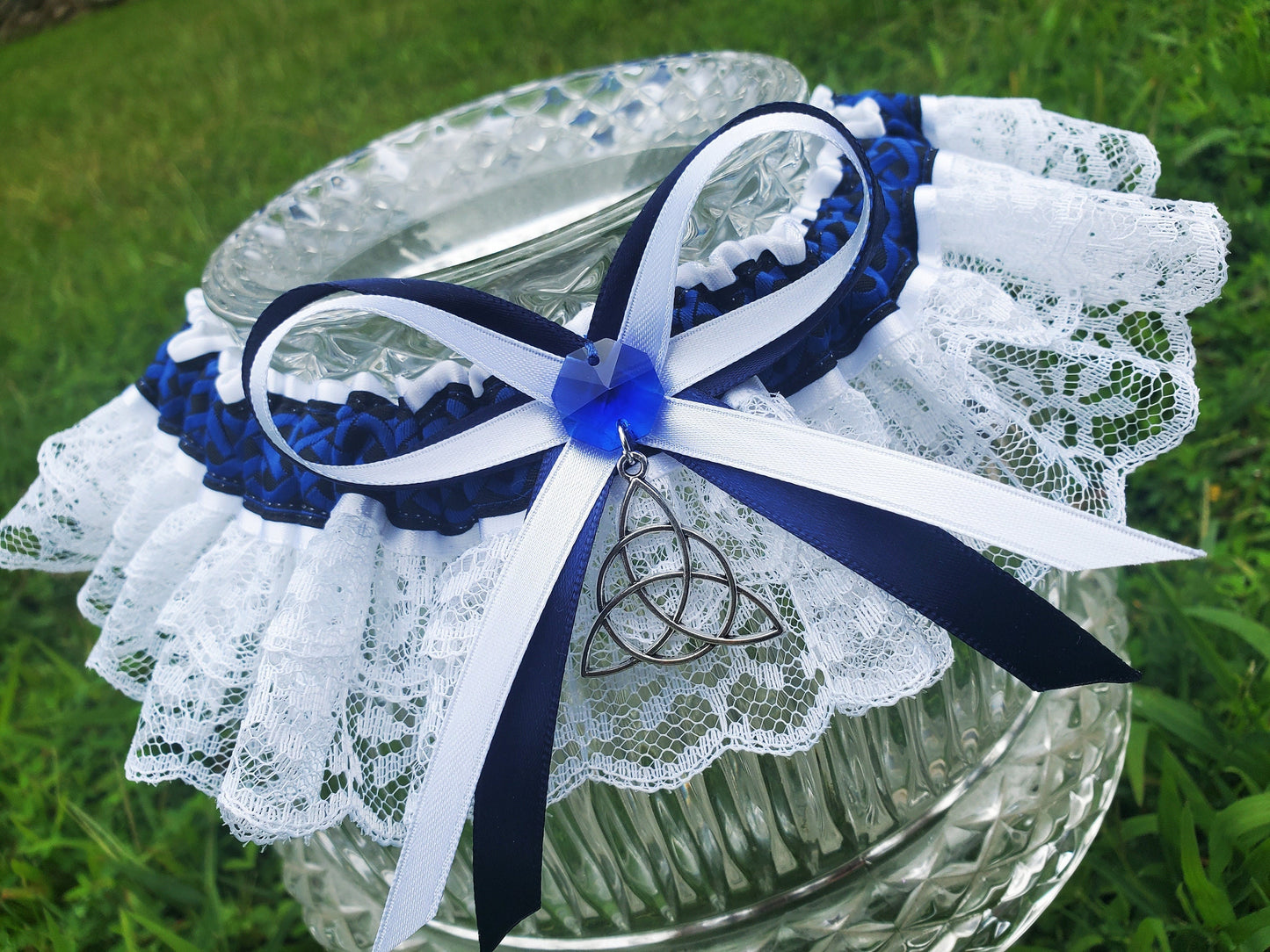 Blue Triquetra Wedding Garter
