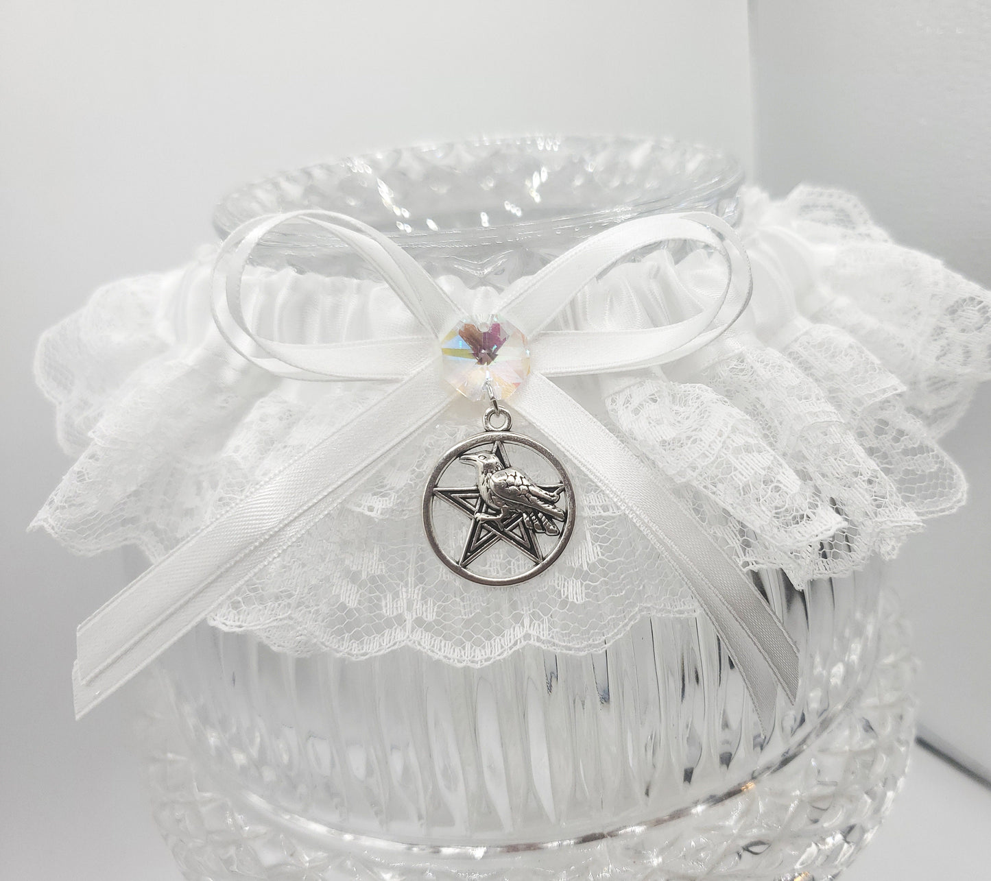 Morrigan Gothic Wedding Garter in White