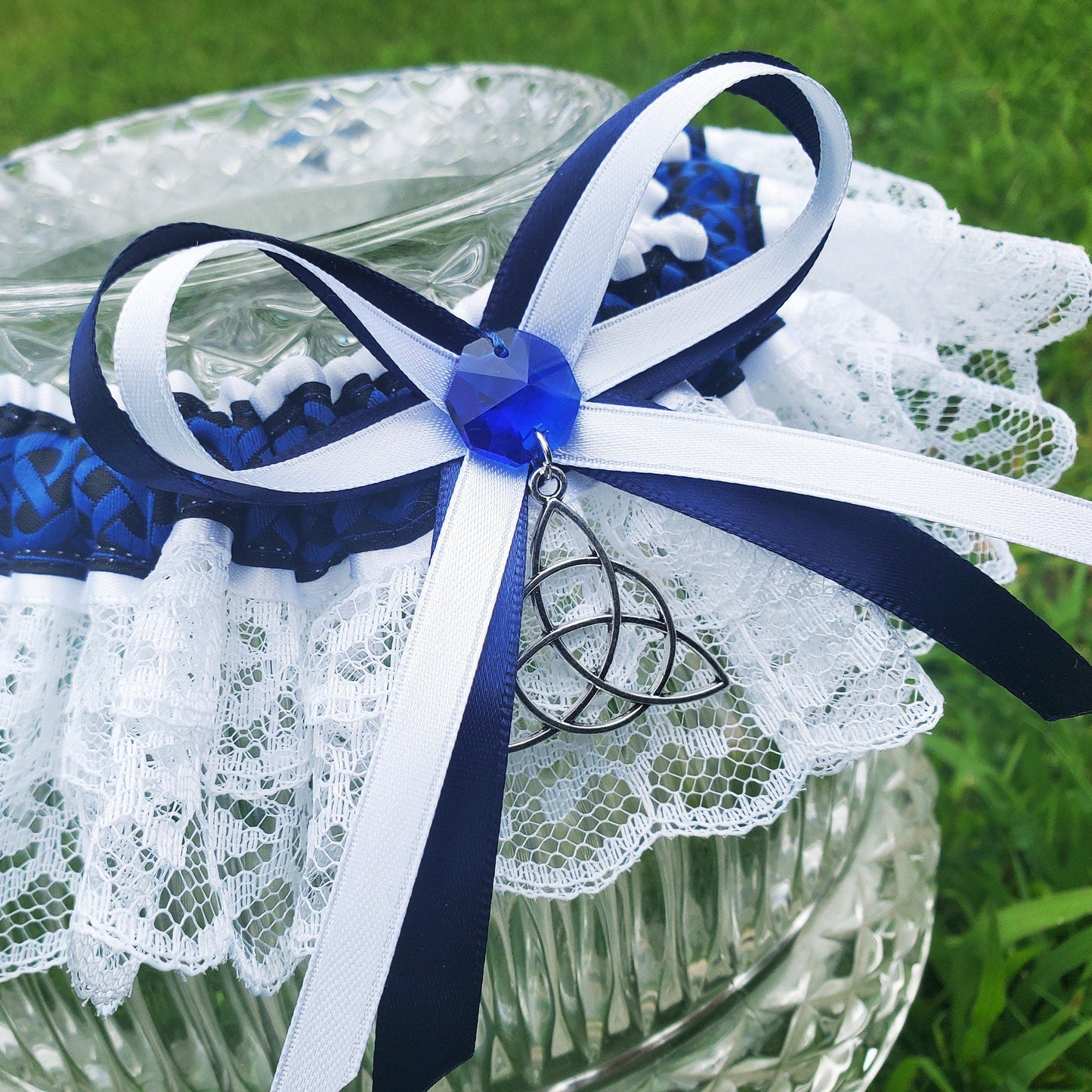 Blue Triquetra Wedding Garter