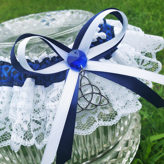 Blue Triquetra Wedding Garter