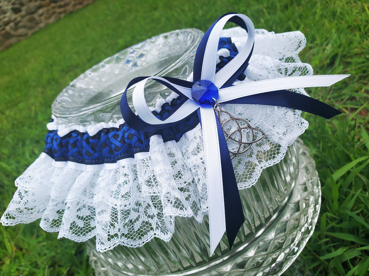 Blue Triquetra Wedding Garter