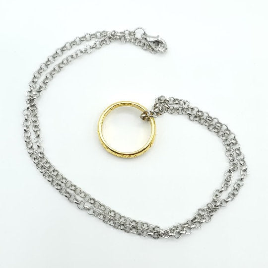 Magic Elven Ring Necklace on Chain with Elven Inscription
