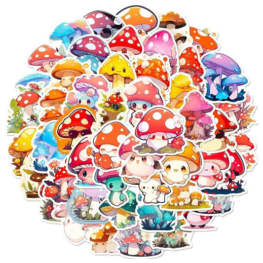 50 Pcs Kawaii Mushroom Stickers