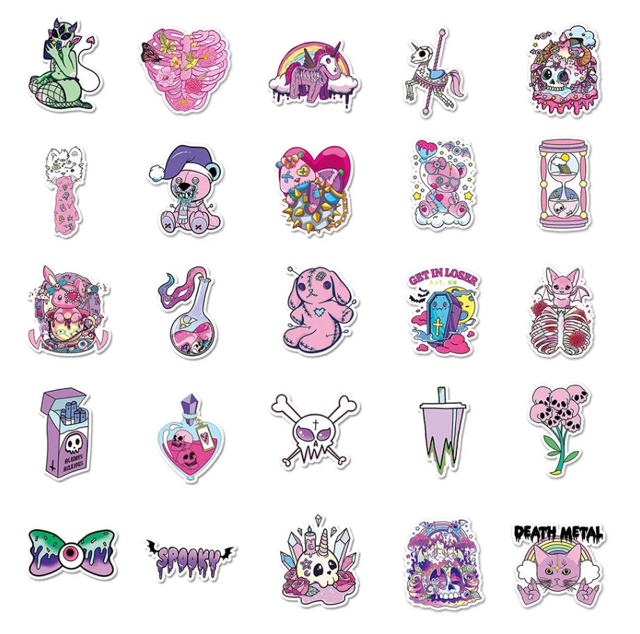 50 Pcs Kawaii Girly Goth Stickers