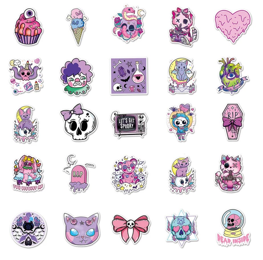 50 Pcs Kawaii Girly Goth Stickers