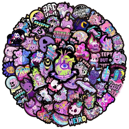 50 Pcs Cute Pastel Gothic Horror Stickers