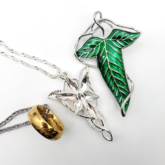 Fellowship Gift Set Treasure Gram - With Leaf Brooch, Elf Star Necklace, Elven Ring Necklace and Scroll of Identification