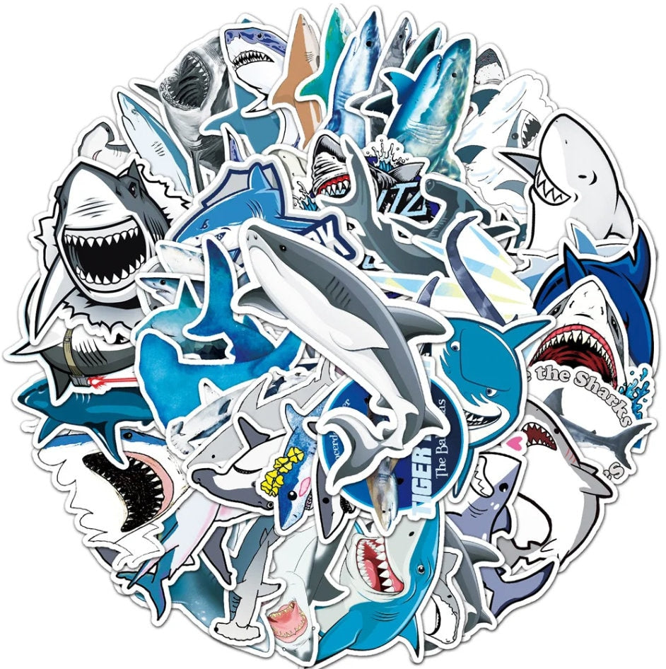 50 Pcs Shark Stickers