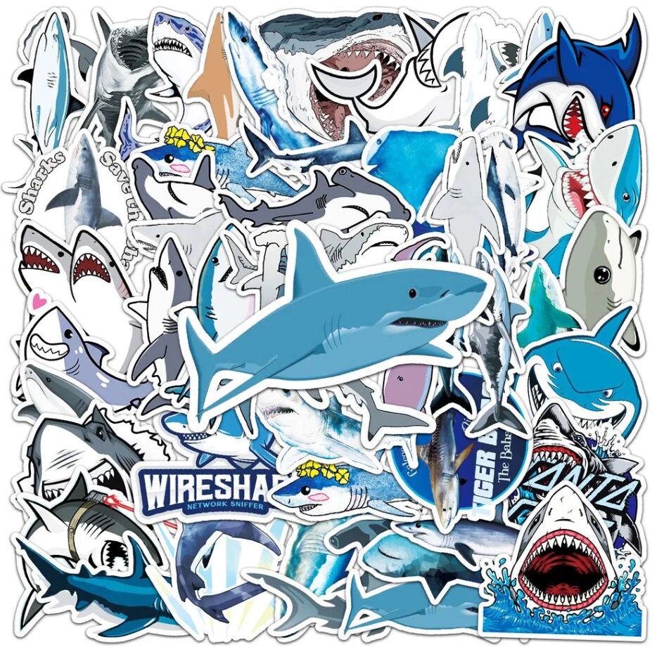 50 Pcs Shark Stickers
