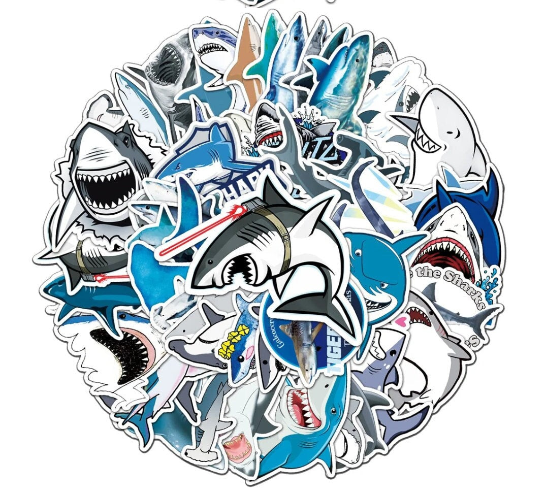 50 Pcs Shark Stickers