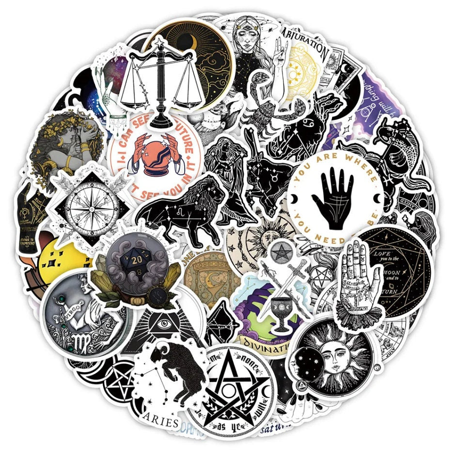 Gothic Zodiac Stickers- 50 Pcs