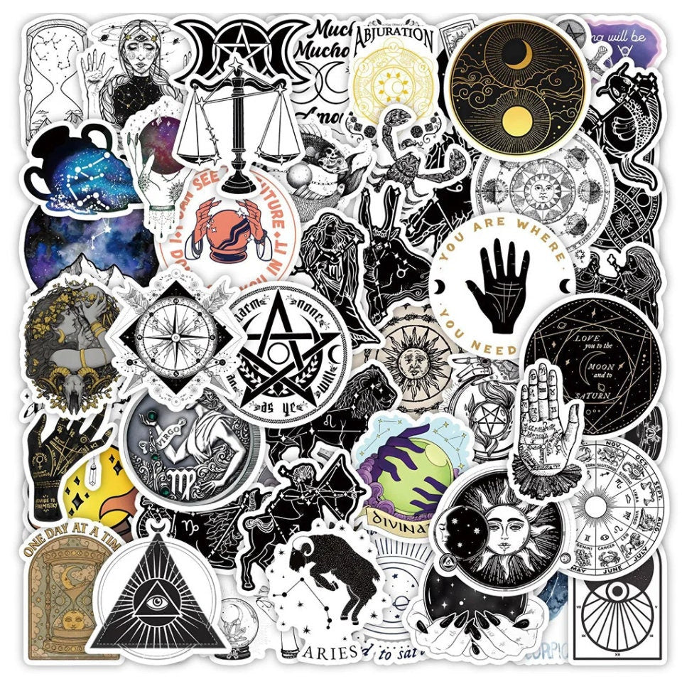 Gothic Zodiac Stickers- 50 Pcs