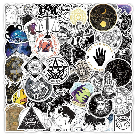 Gothic Zodiac Stickers- 50 Pcs