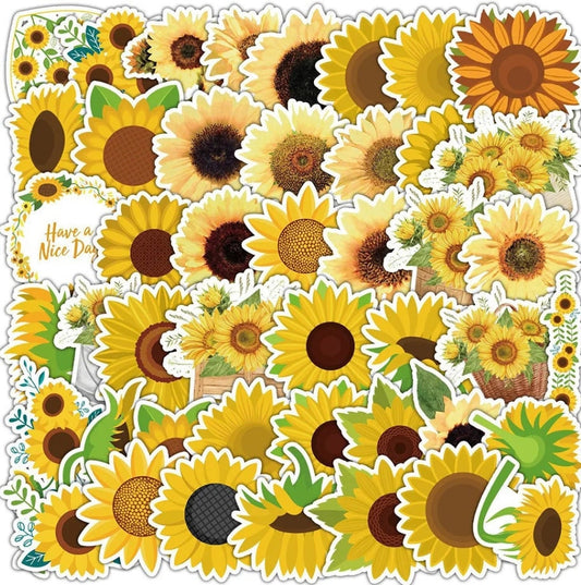 50 Pcs Kawaii Summer Sunflower Stickers